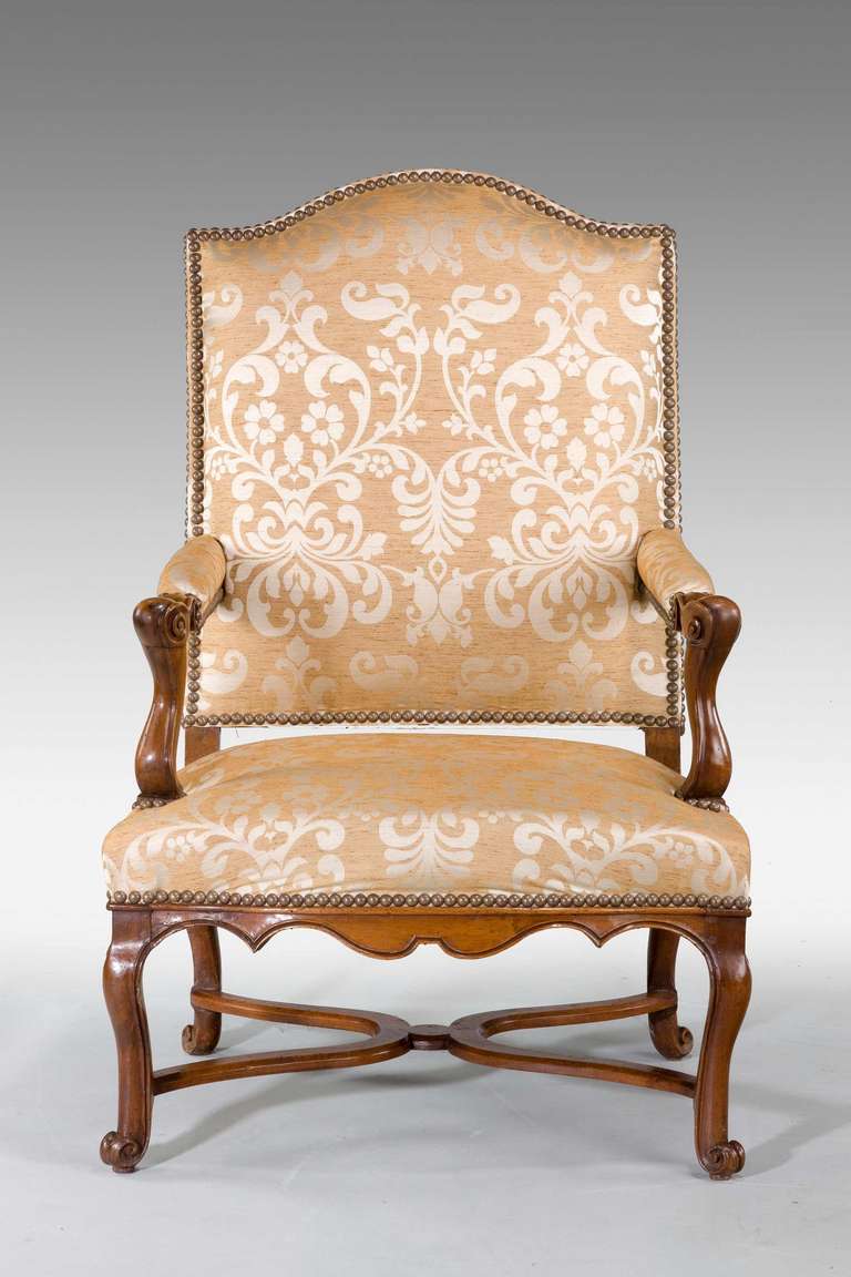 French Pair of Louis XIV Open Armchairs