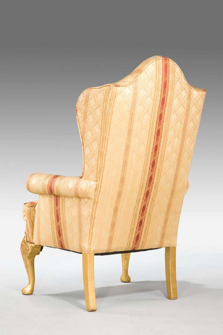 British 19th Century Giltwood Wing Chair