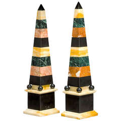 Pair of 19th Century Ashbourne Slate and Marble Obelisks 10