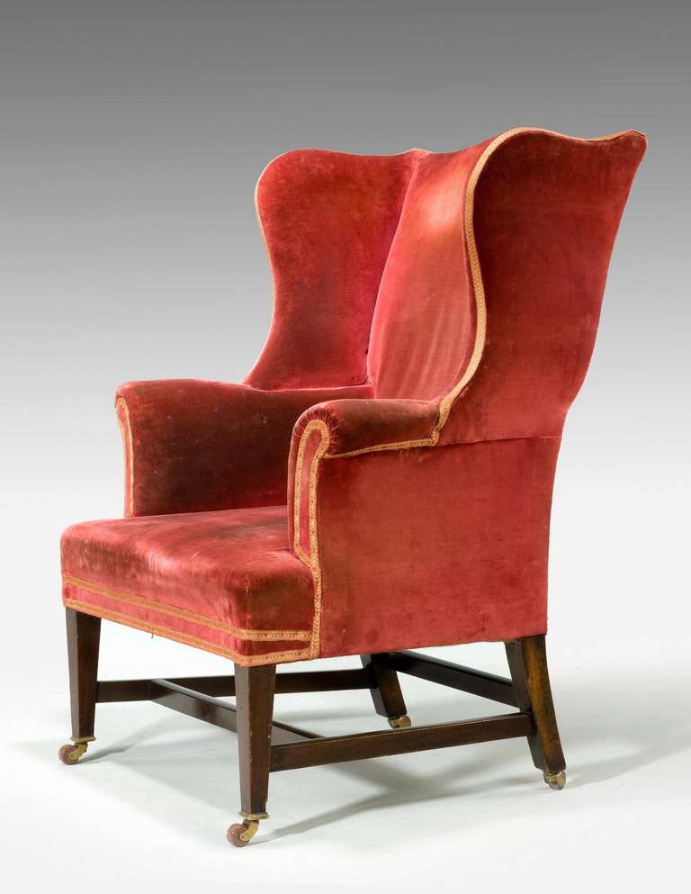 20th Century Pair of Chippendale Design Wing Chairs