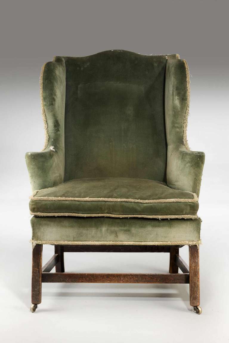 British Chippendale Period Mahogany Wing Chair For Sale