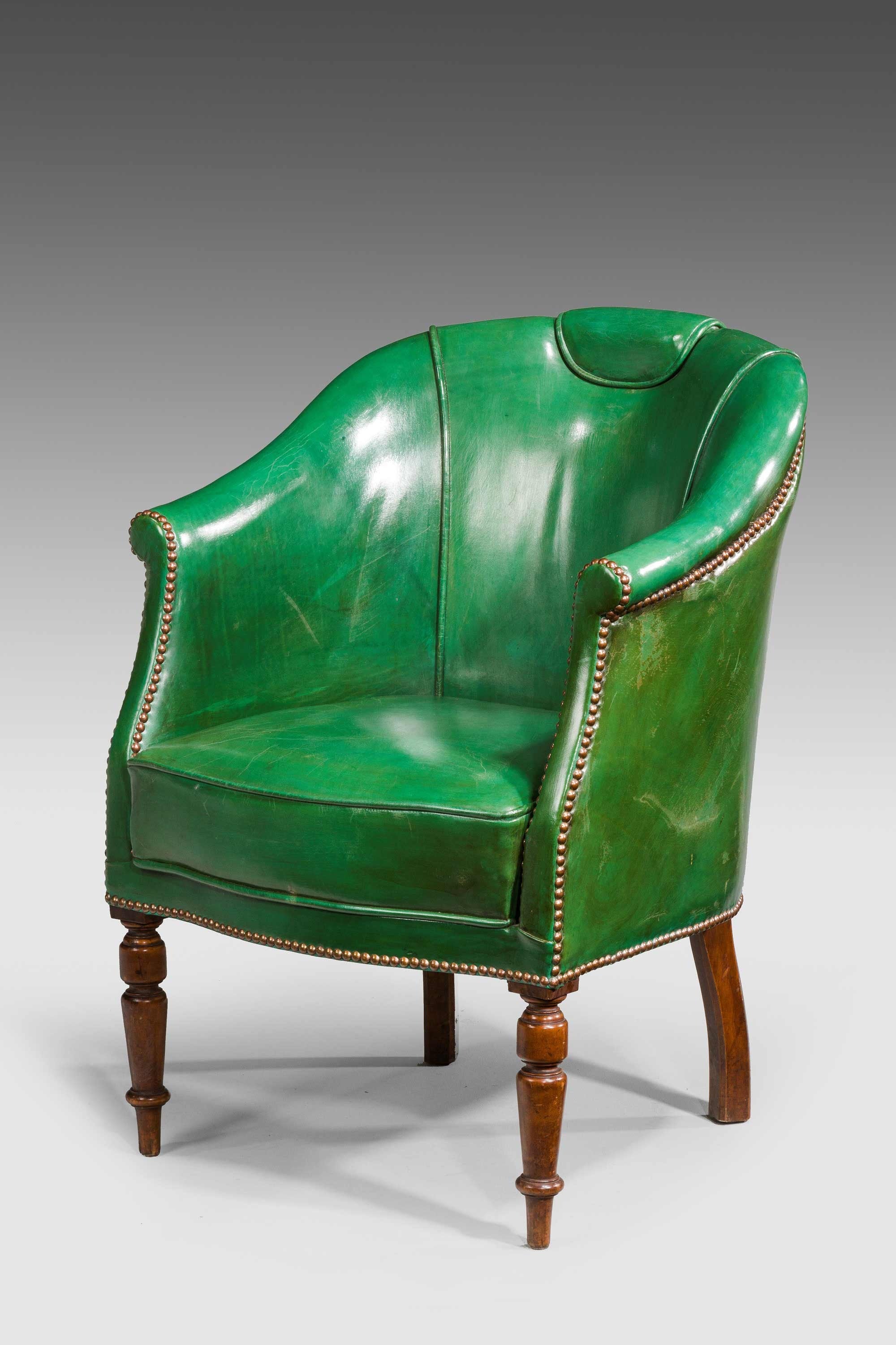 19th Century Green Leather Chair