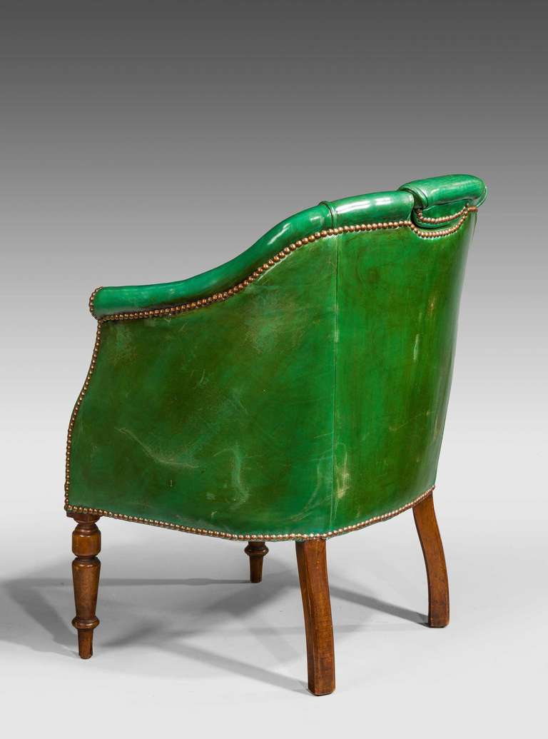 British 19th Century Green Leather Chair