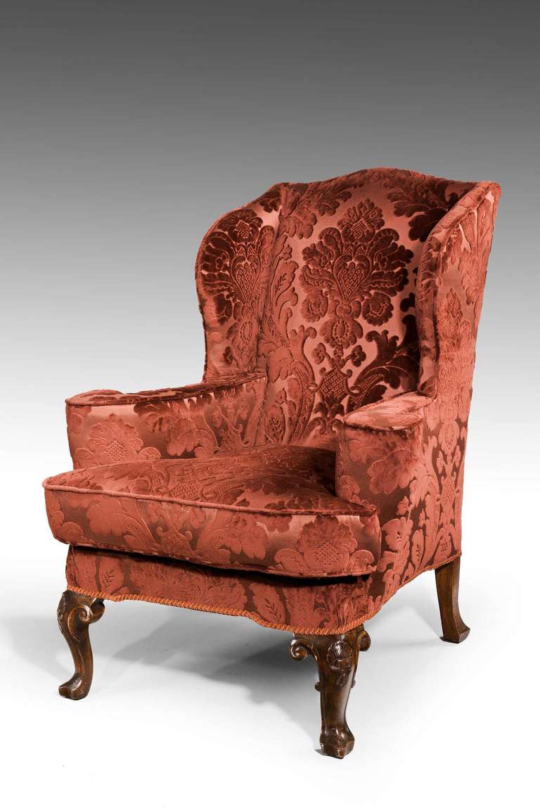 Pair of 19th Century Upholstered Wing Chairs 1