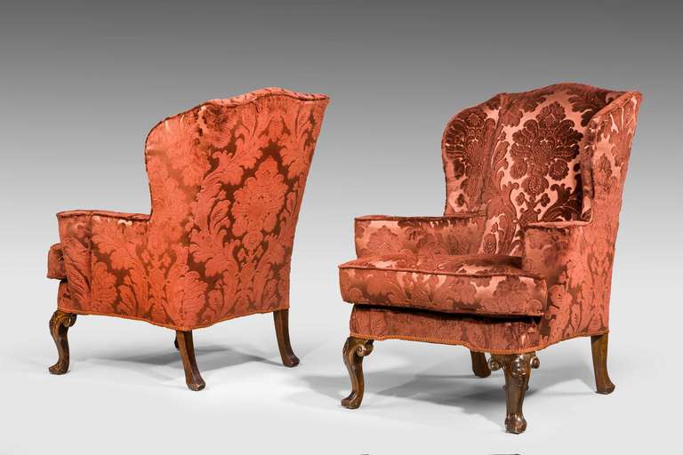 Pair of 19th Century Upholstered Wing Chairs In Excellent Condition In Peterborough, Northamptonshire