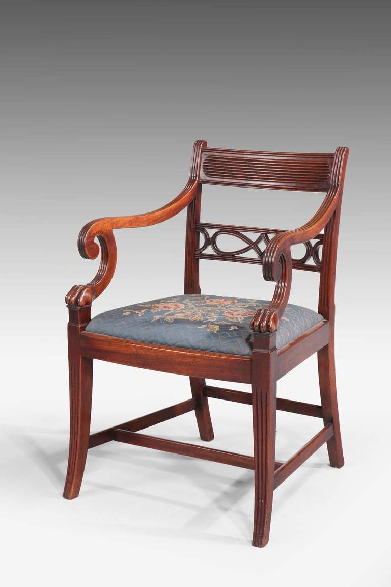 19th Century  Eight George III period Dining Chairs with Pierced Splats