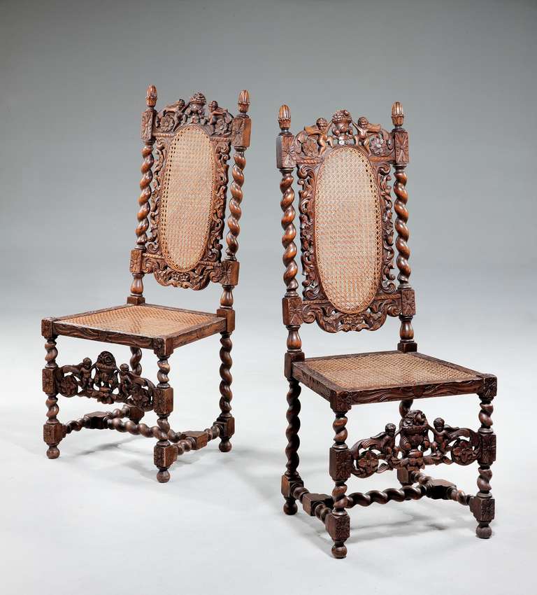 Set Of Ten Charles II Design Chairs