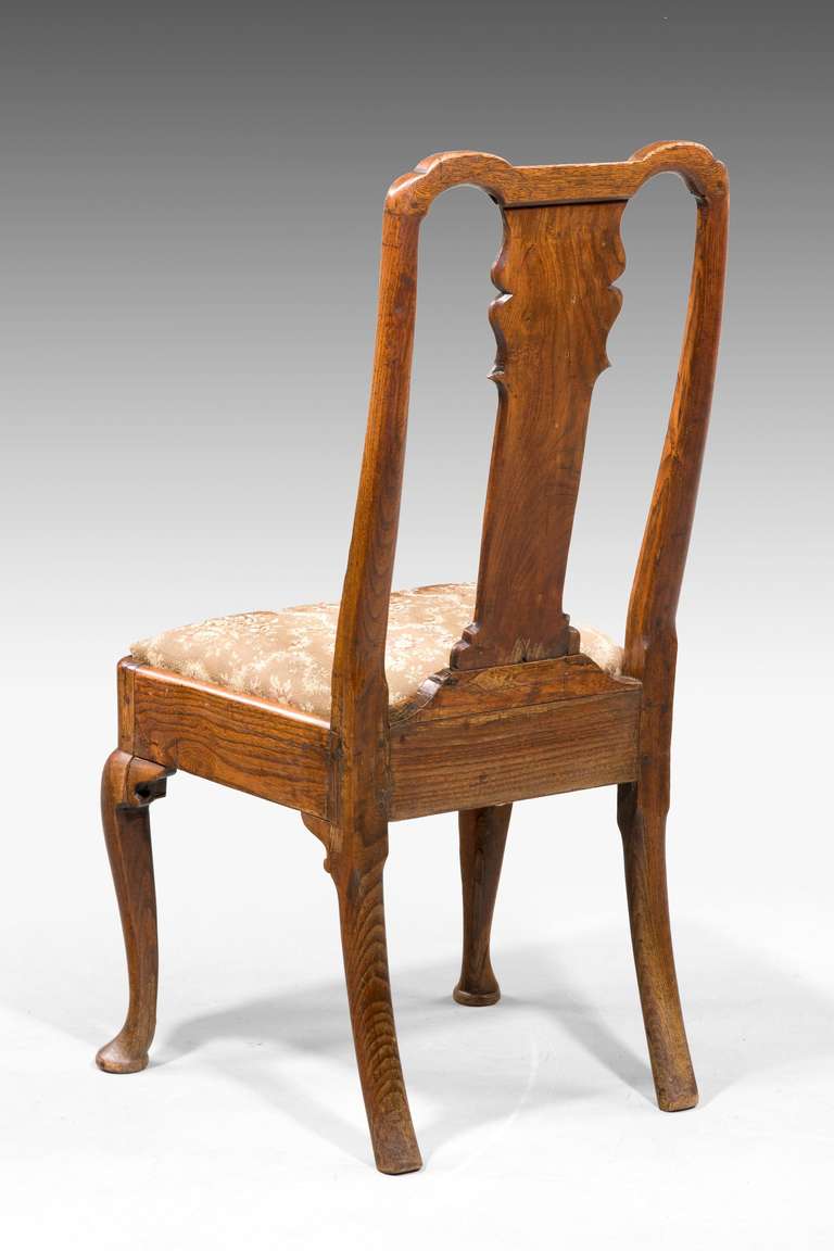 Early 18th Century Set of Four George I Period Elm Chairs