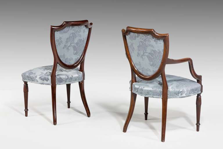 British Set of Six Late 19th Century Hepplewhite Design Chairs