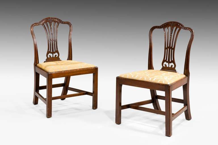 British  Eight George III Period Dining Chairs with Camel Shaped Backs
