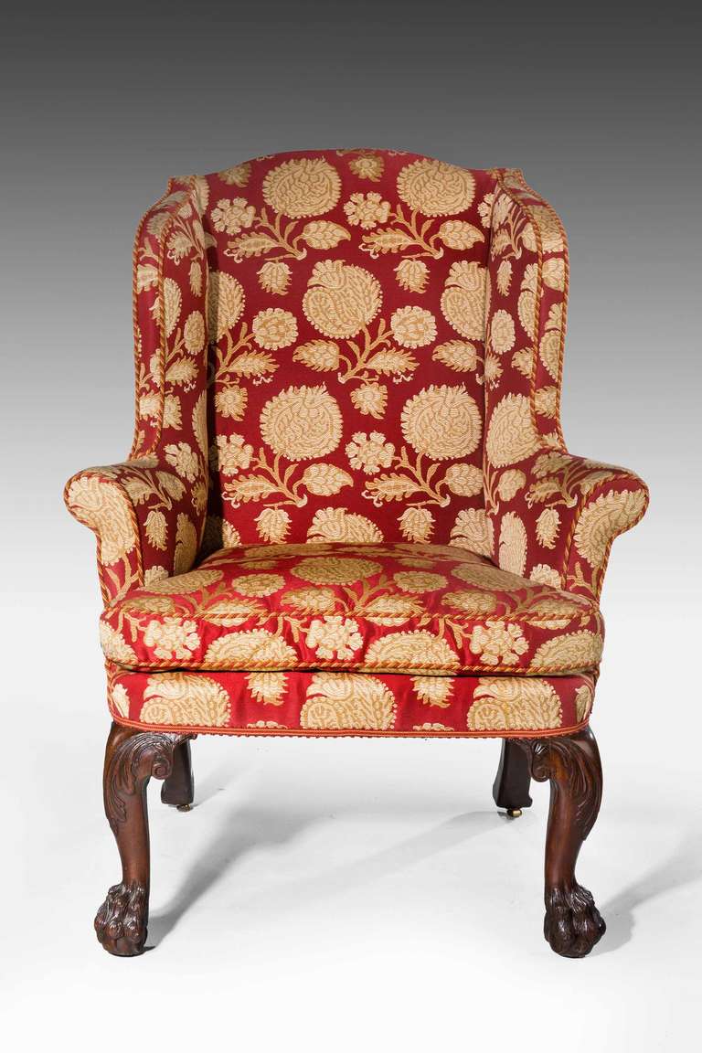 British George II Period Walnut Wing Chair