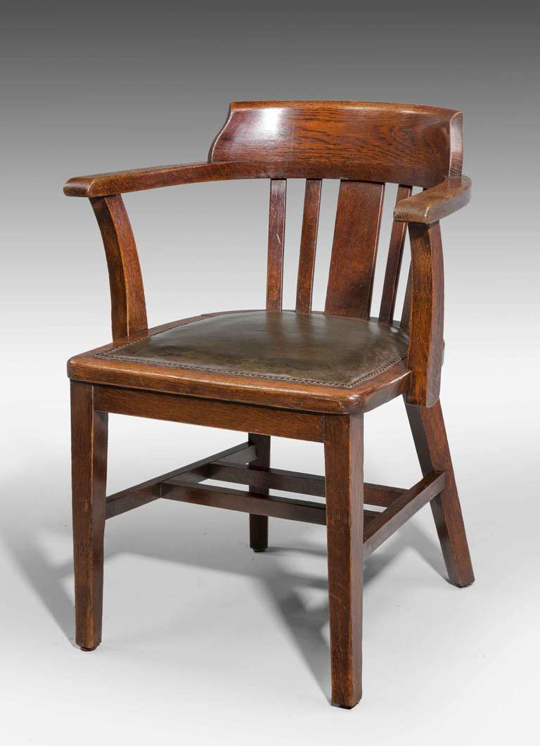 Oak Desk Chair, 1920s, Sturdy Construction.