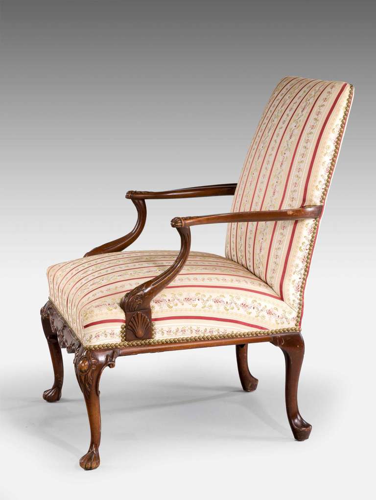 British Late 19th Century Beech Framed Gainsborough Armchair