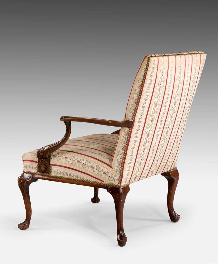 Late 19th Century Beech Framed Gainsborough Armchair In Good Condition In Peterborough, Northamptonshire