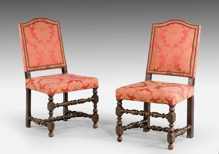 British Set of Six 17th Century Style Walnut Chairs