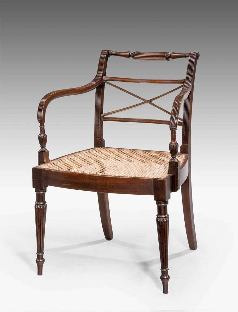 Set of Six George III Period Mahogany Elbow Chairs In Good Condition In Peterborough, Northamptonshire