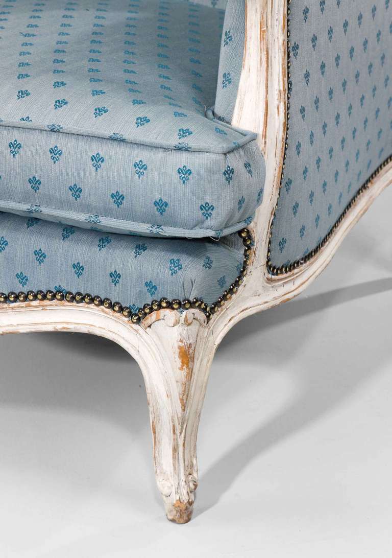 19th Century Pair of Louis XV Design Painted Beech Fauteuils