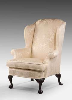 Early 20th Century Mahogany Framed Wing Chair