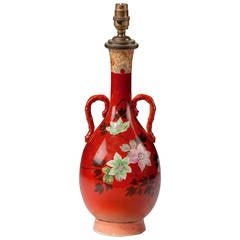 20th century Japanese Crackle Ware Vase Lamp 12