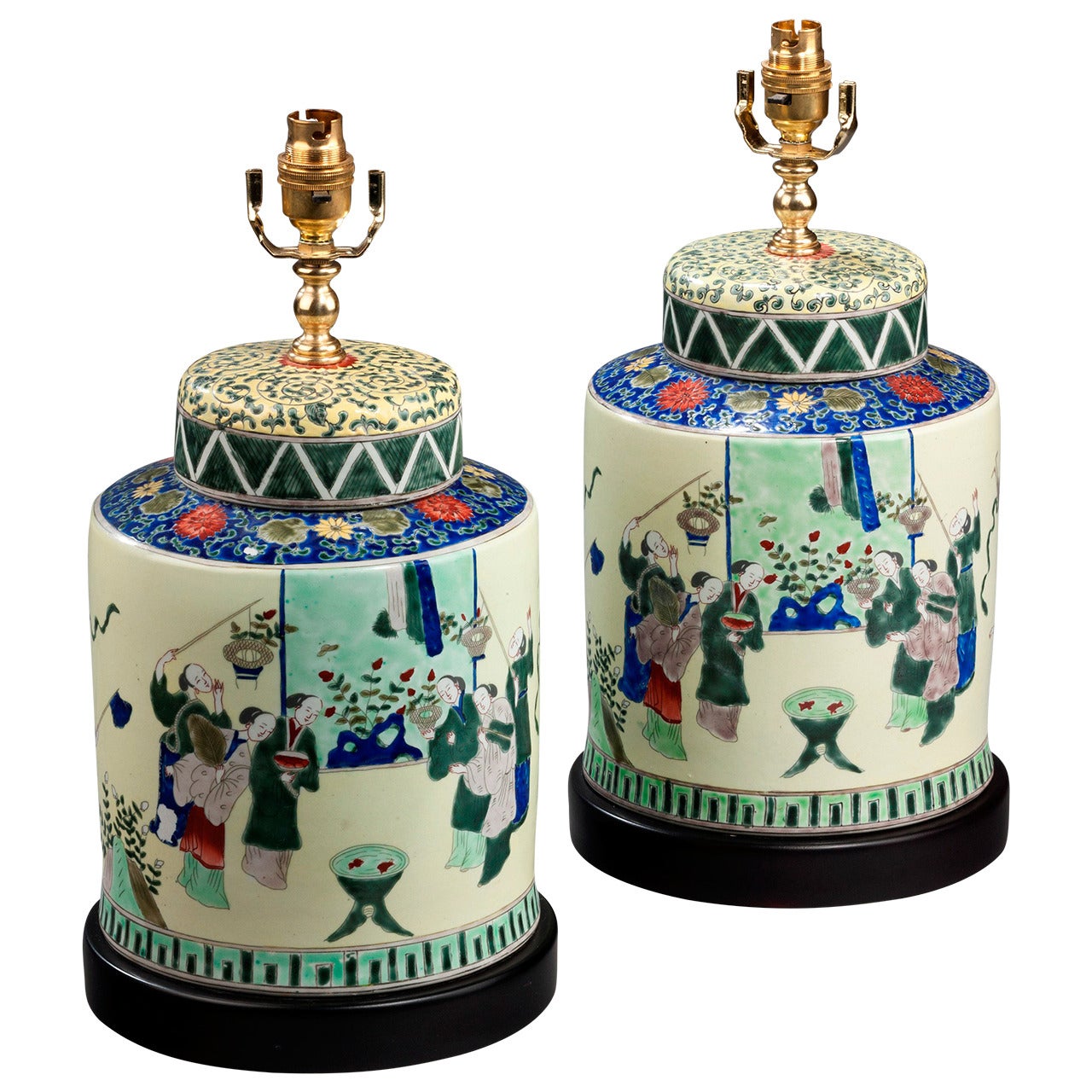 Pair of 20th century Lamps with Oriental Figures
