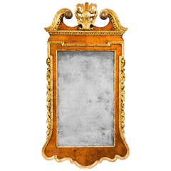 George II Period Parcel-Gilt and Walnut Mirror