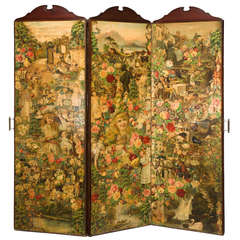 19th Century Three-Fold Decalcomania Screen 2