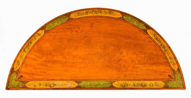 George III Period Demilune Satinwood Card Table For Sale 2