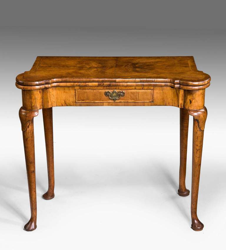 Queen Anne Walnut Games Table For Sale 3