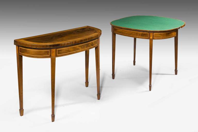 Pair of Sheraton Period Mahogany Card Tables In Good Condition In Peterborough, Northamptonshire