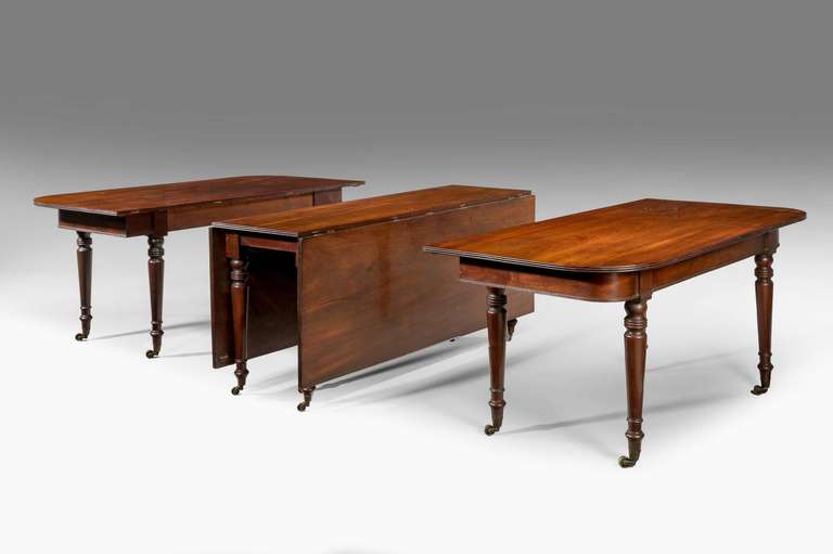 British Regency Period Three-Part Mahogany Dining Table For Sale