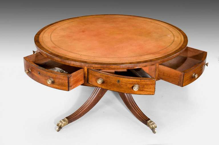 Regency Period Mahogany Drum Table In Excellent Condition In Peterborough, Northamptonshire