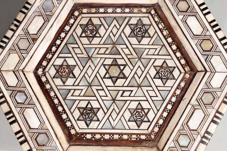 20th Century Hexagonal Bone and Hardwood Centre Table