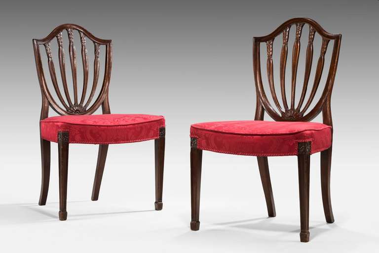 British Pair of George III Mahogany Hepplewhite Chairs