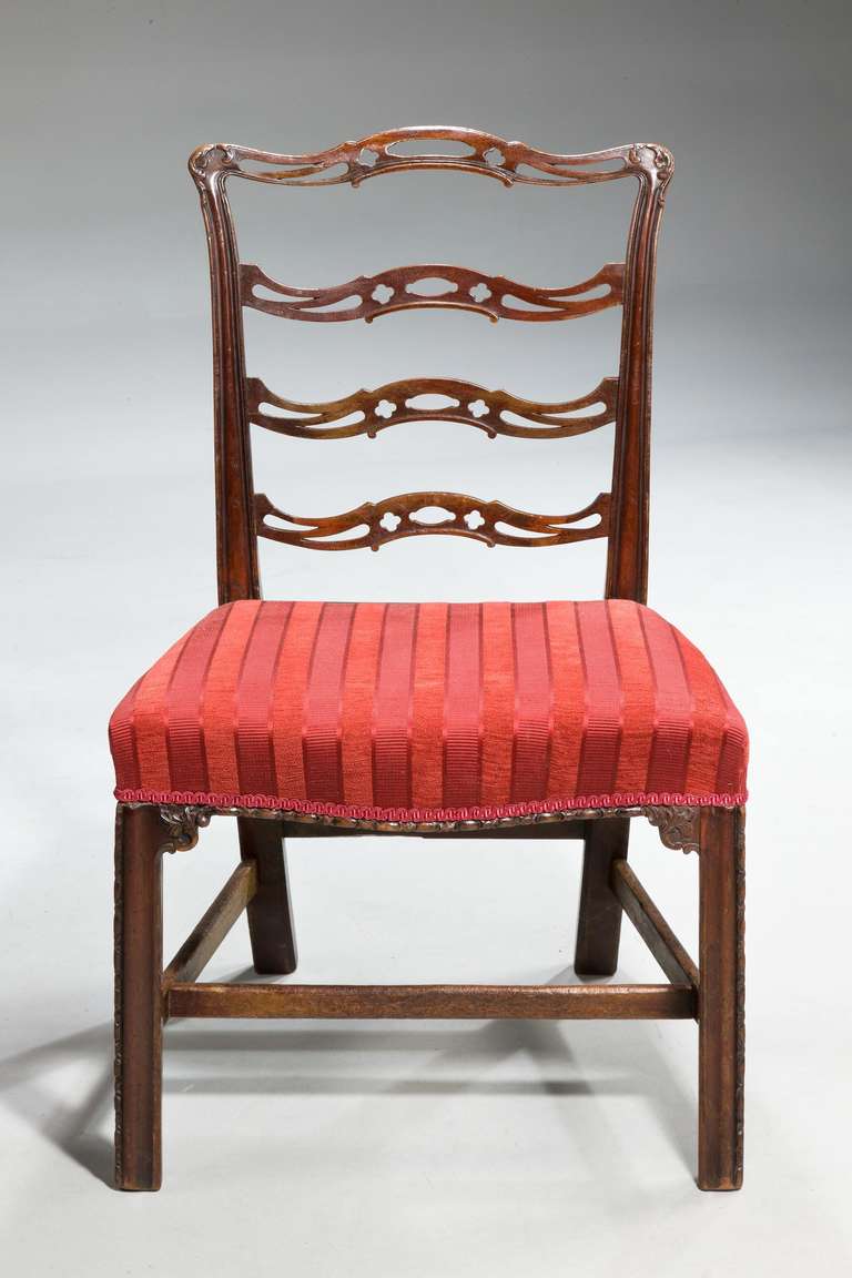 British Pair of Chippendale Period Ladderback Side Chairs