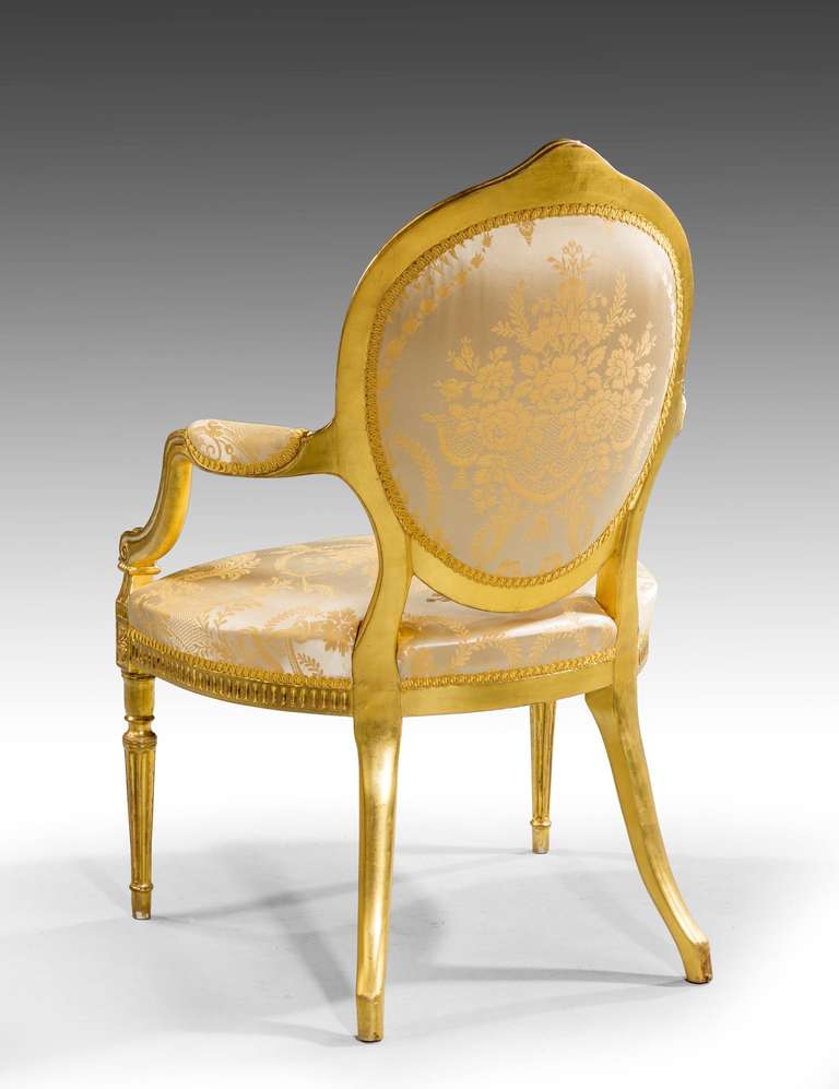 British George III Giltwood Elbow Chair