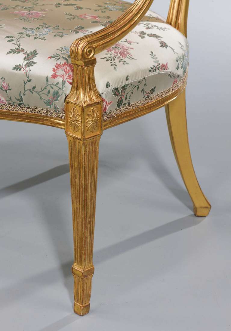 18th Century and Earlier Pair of George III Period Giltwood Elbow Chairs