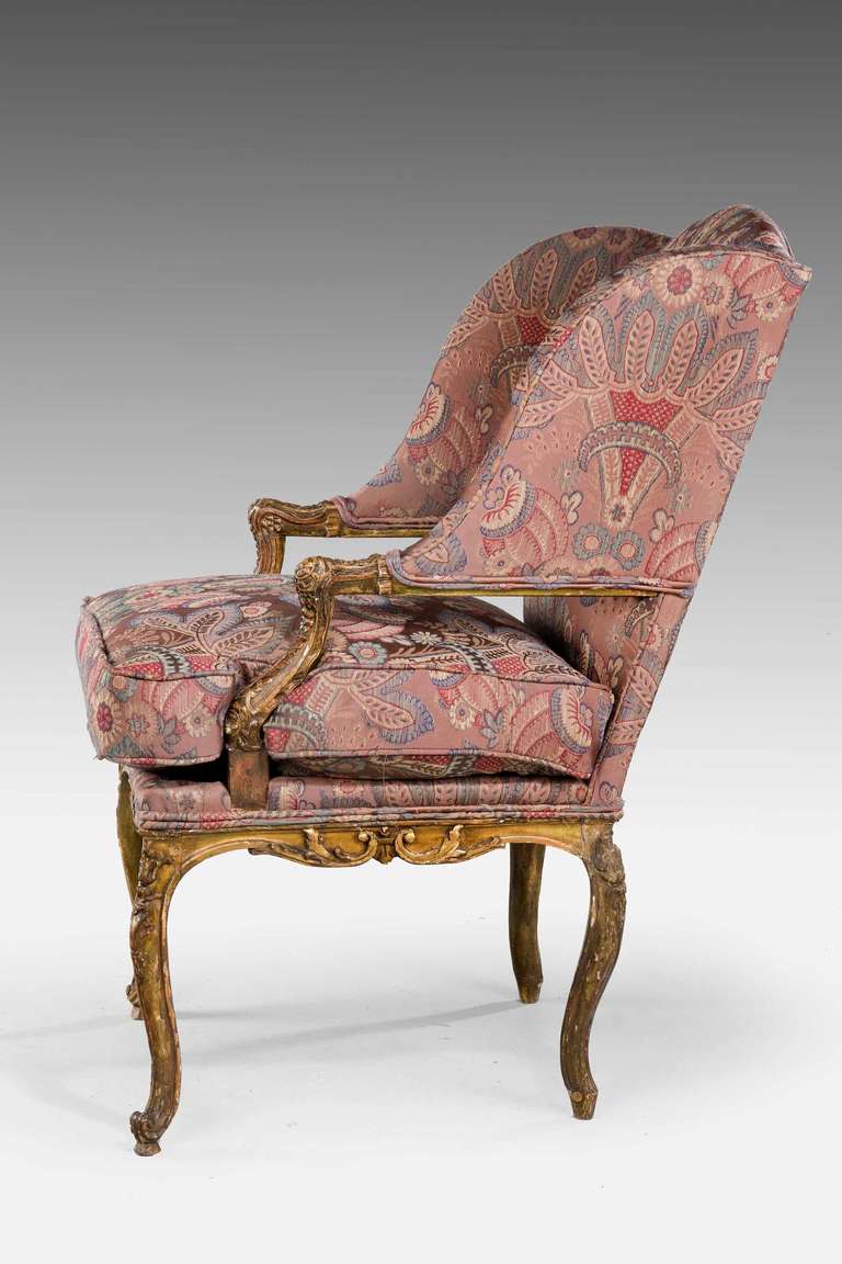 British Late 19th Century Giltwood Fauteuil