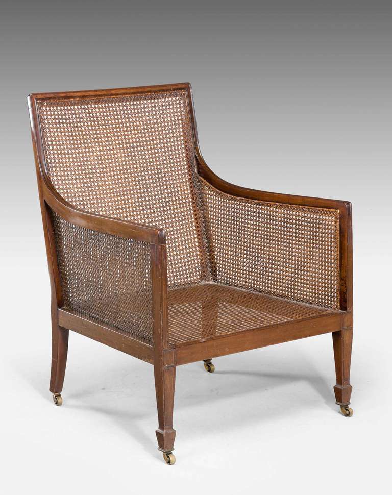 British Pair of Regency Style Bergere Chairs