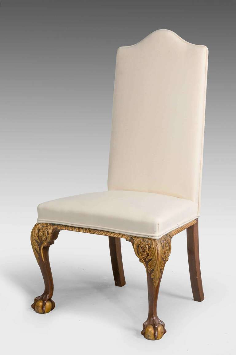 20th Century Set of Eight Walnut and Parcel-Gilt Chairs