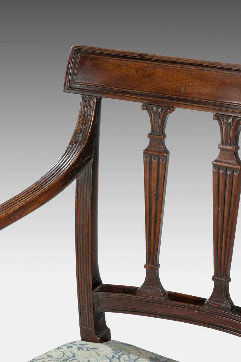 George III Period Mahogany Framed Elbow Chair 1