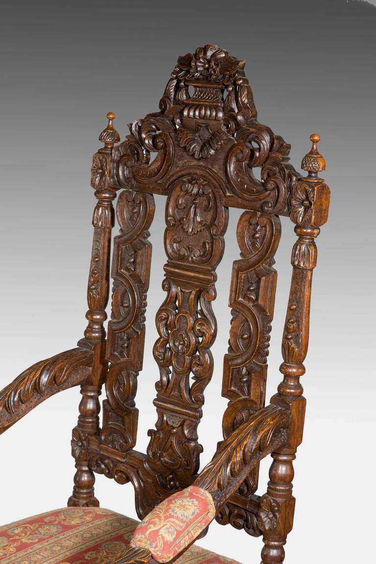 British Pair of 17th Century Style Oak Chairs