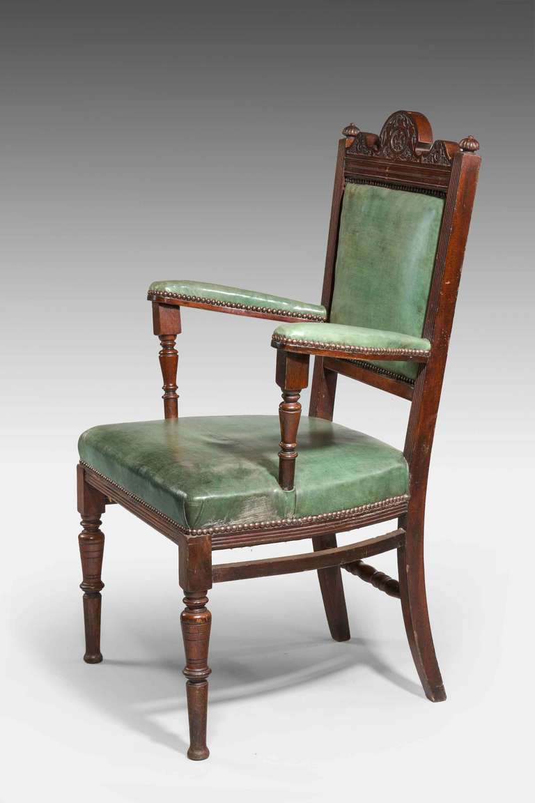 British Late 19th Century Mahogany Framed Elbow Chair