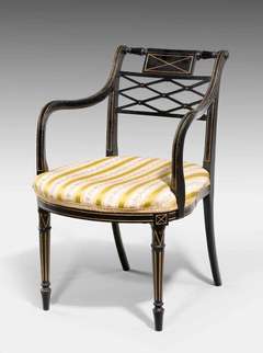 An Ebonised Regency Period Elbow Chair