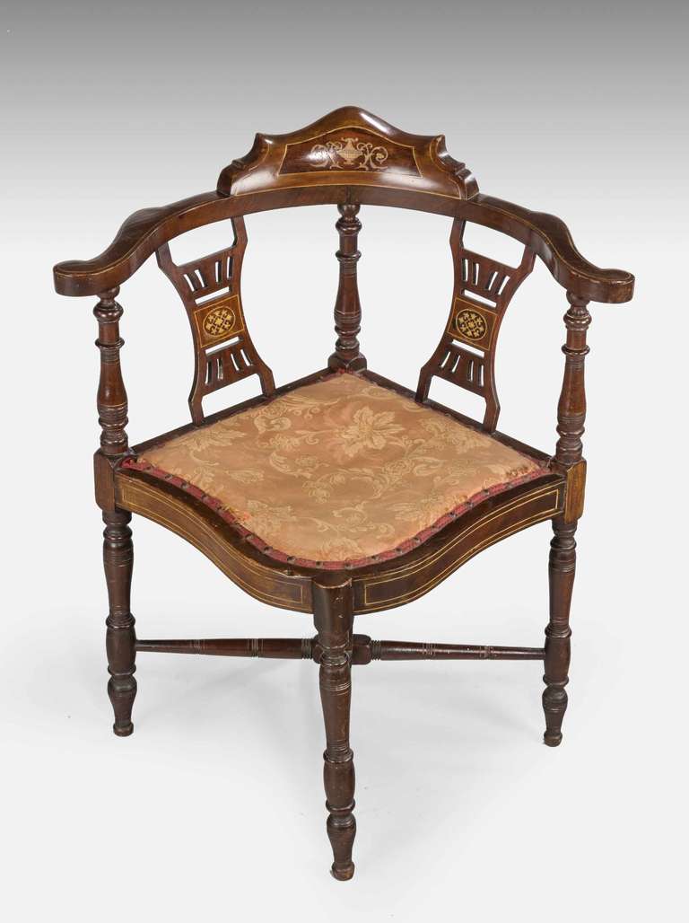 British Victorian Period Mahogany Framed Corner Chair