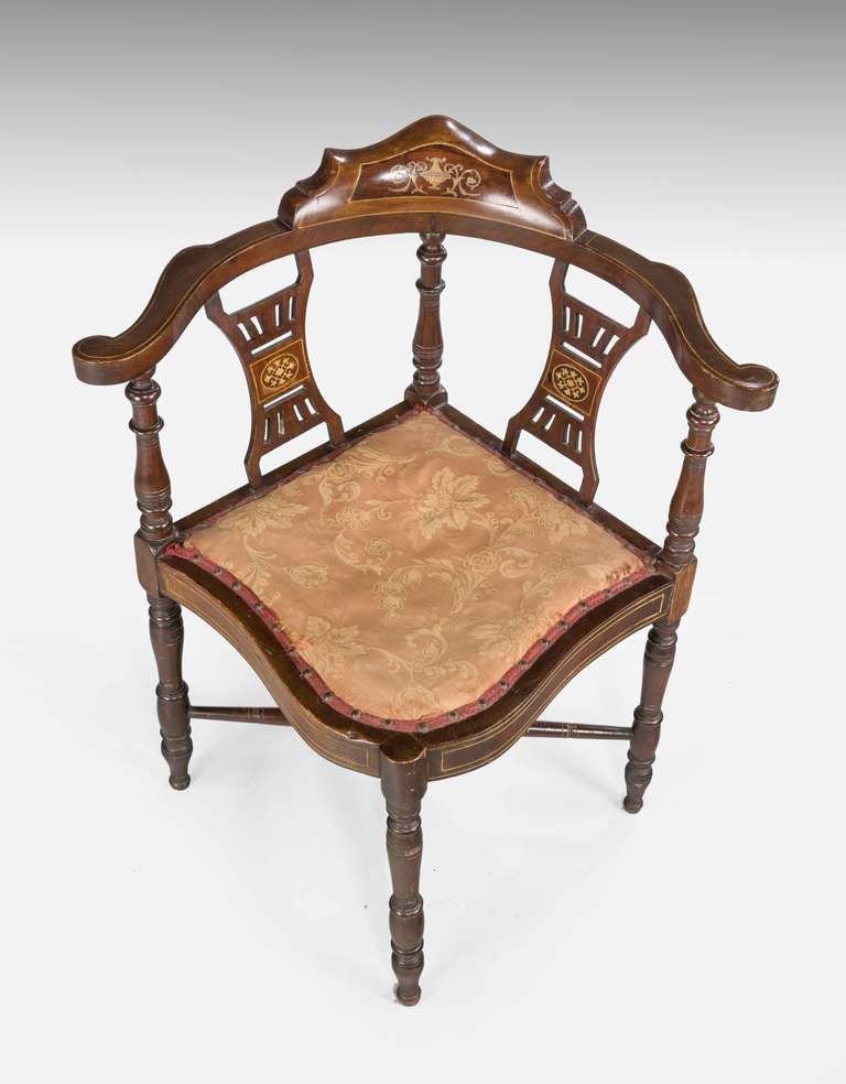 19th Century Victorian Period Mahogany Framed Corner Chair