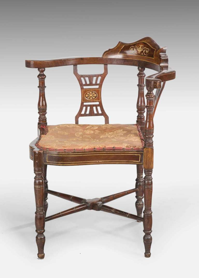 Victorian Period Mahogany Framed Corner Chair 1