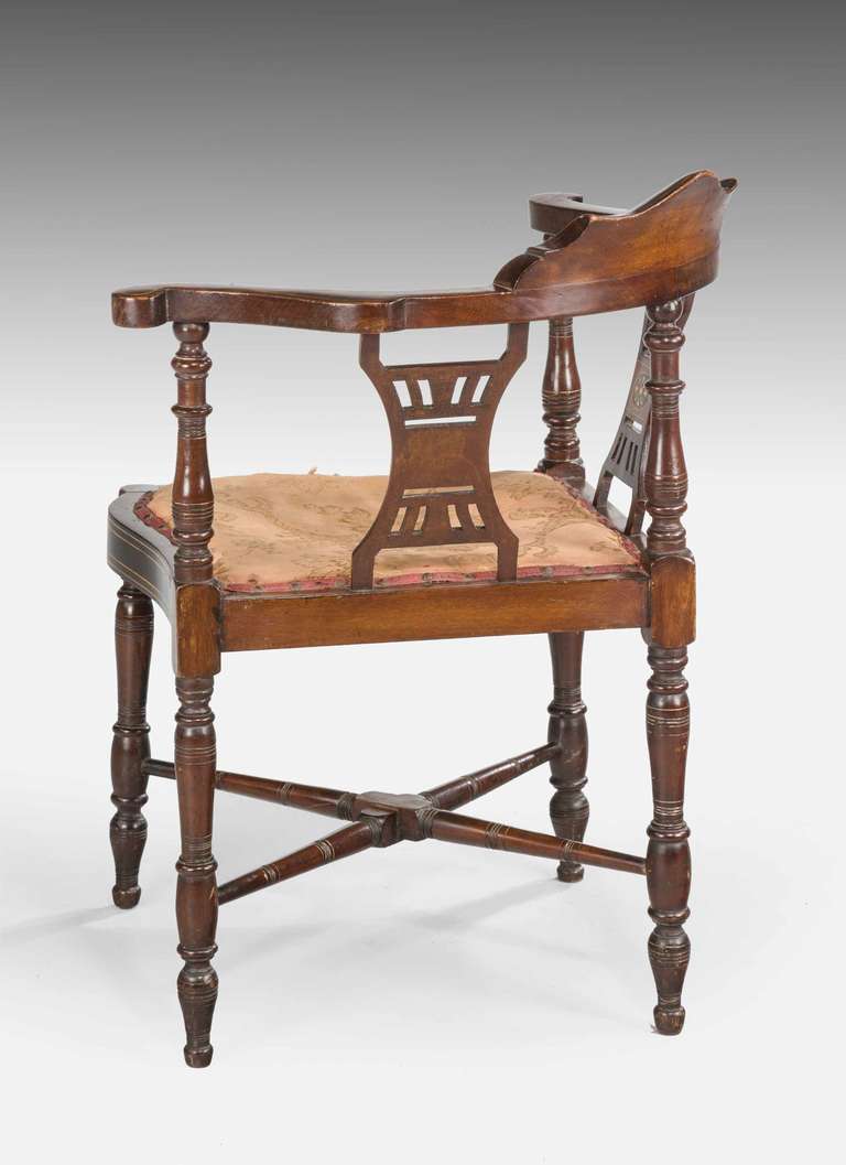 Victorian Period Mahogany Framed Corner Chair 2