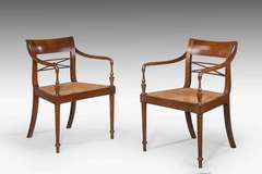 Antique Pair Of 19th Century Anglo Indian Teak Elbow Chairs