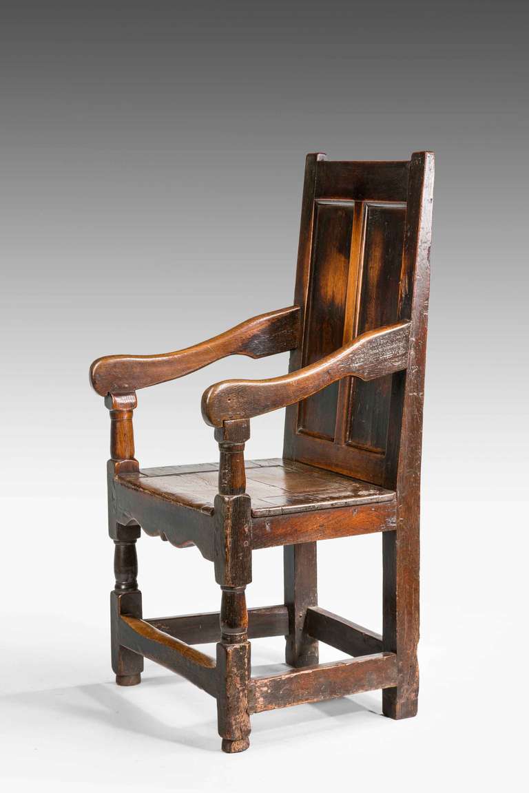 18th Century and Earlier Early 18th Century Oak Armchair