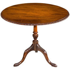 George III Period Mahogany Tilt Table with a Carved and Turned Centre Support 4